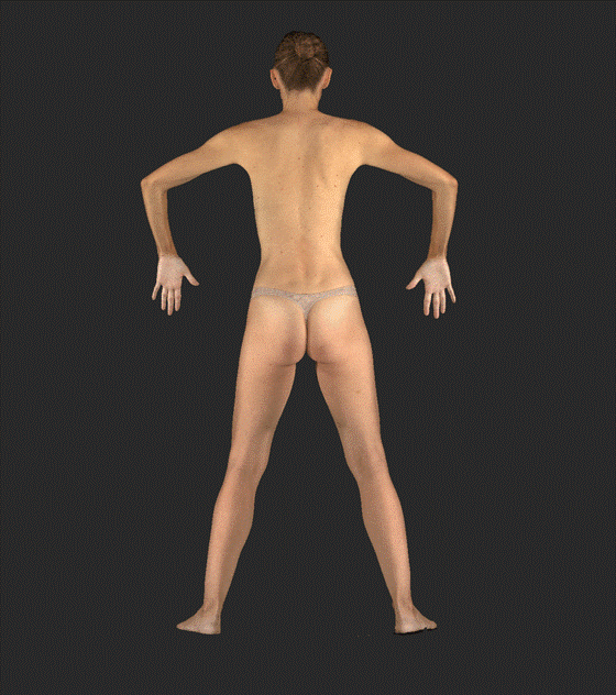 3D rotation render of a female patient generated from VECTRA WB360 whole-body imaging.